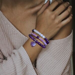 Amethyst Moonstone Bracelet Set